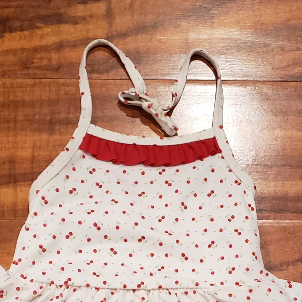 Janie and Jack NWT 6-12 months cherry ruffle swimsuit, coverup, shoes and socks - Picture 4 of 16
